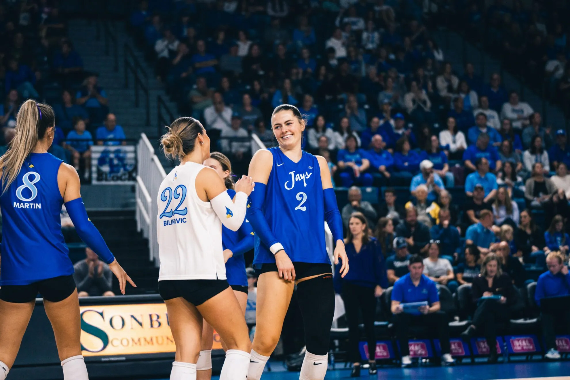 Creighton University’s Norah Sis flashes a grin during a 2024 match.The Bluejays went 29-2 and secured a No. 2 seed in the NCAA Women’s Volleyball Championship.<br />(Justin Kreutzian / Courtesy of Creighton Athletics)
