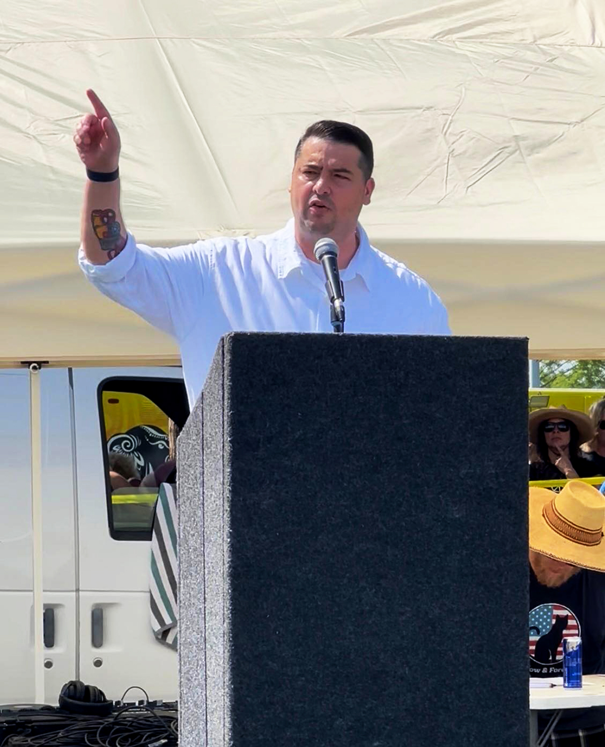 Joshua Livingston was a keynote speaker at the No Kings Rally, held recently in the metro, a national day of defiance, organized by grassroots movements, staged in opposition to authoritarian actions taken by the current administration.<br />(Courtesy of Katy Johnson)