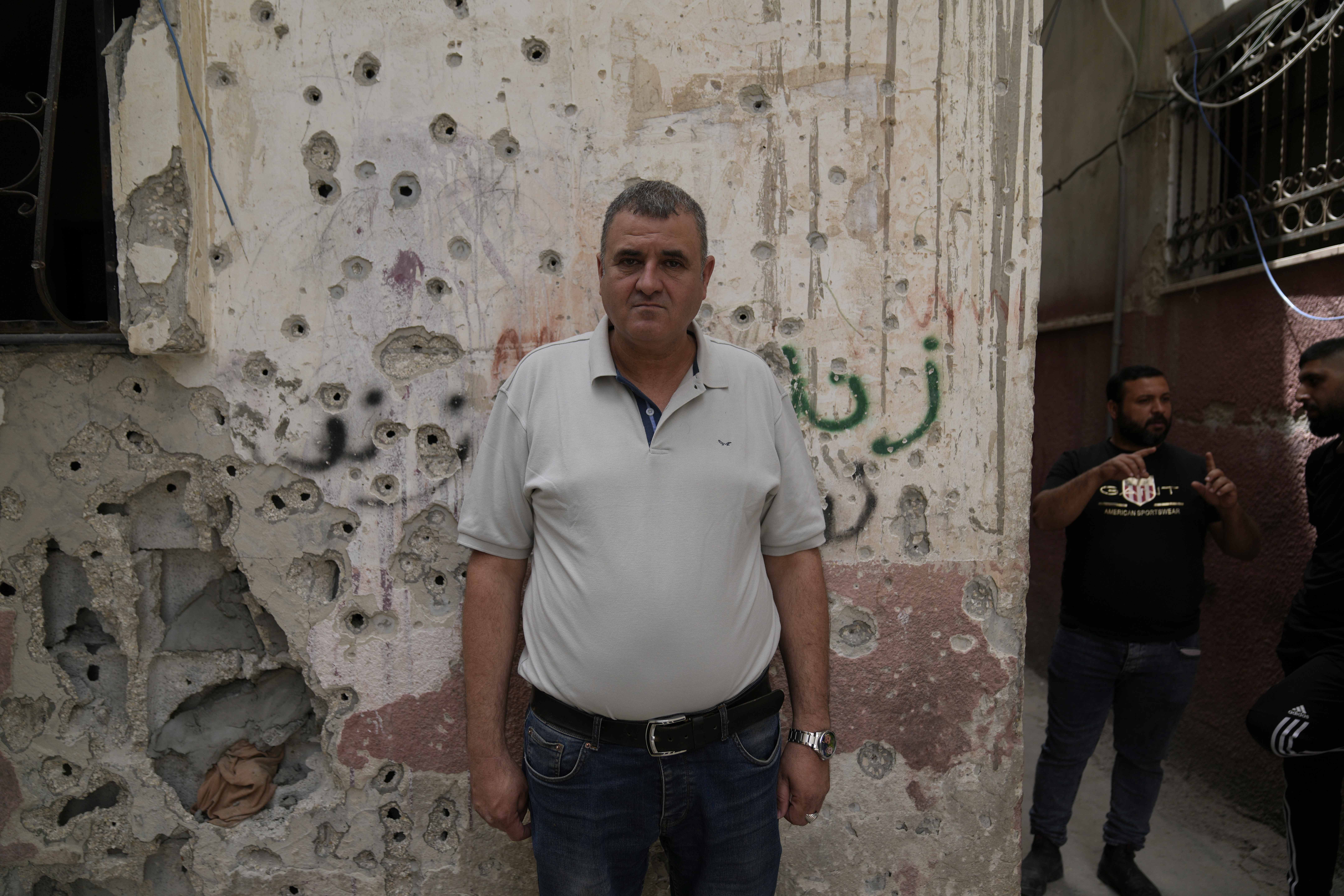 Samer Jaber, father of Abu Shujaa, a military commander of the Islamic Jihad group, pauses for a picture during an interview with the Associated Press, in the West Bank refugee camp of Nur Shams, near Tulkarem, on May 20, 2024.<br />(Nasser Nasser / AP Photo)
