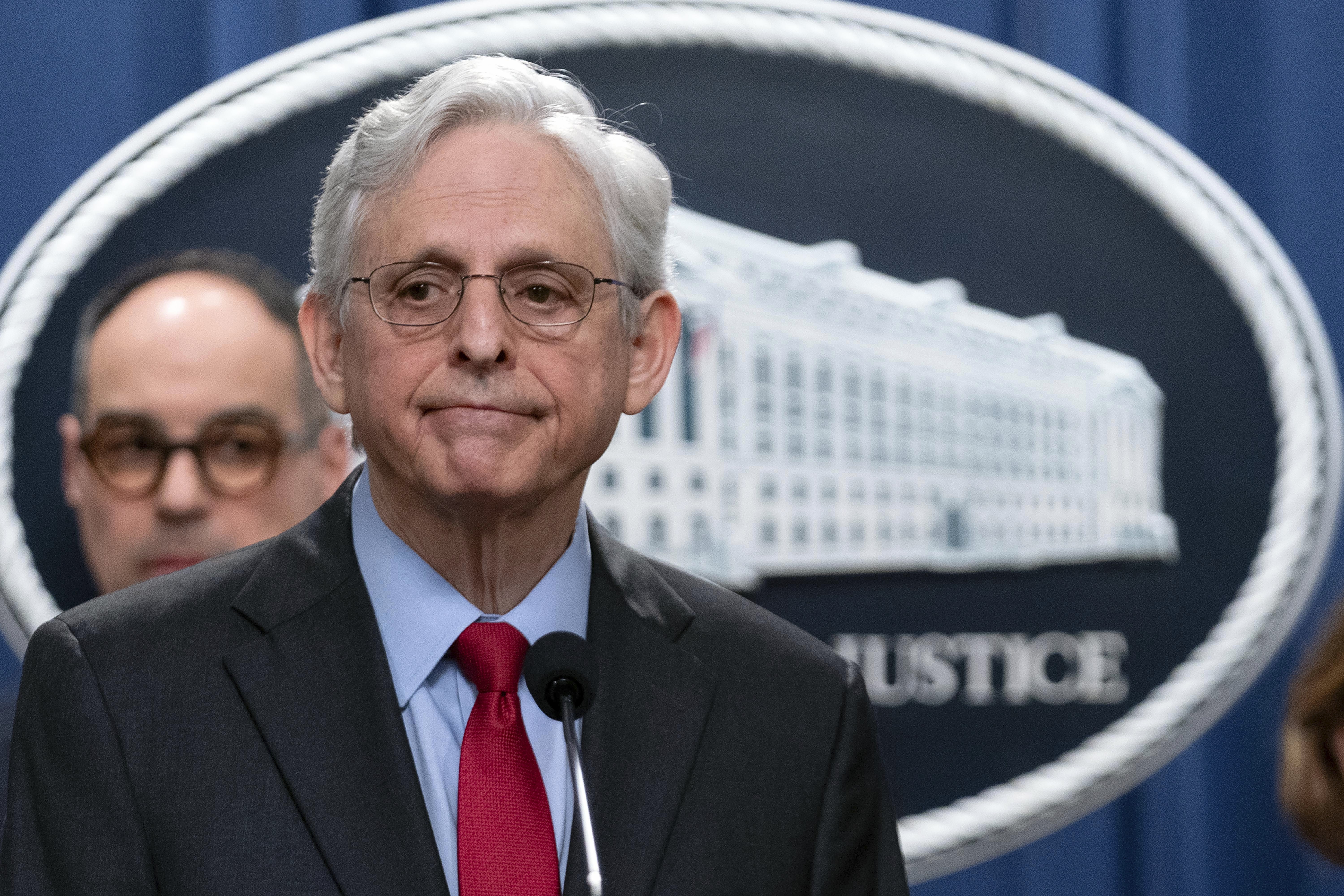 Attorney General Merrick Garland speaks during a news conference at the Department of Justice headquarters in Washington, Thursday, May 23, 2024.<br />(Jose Luis Magana / AP Photo