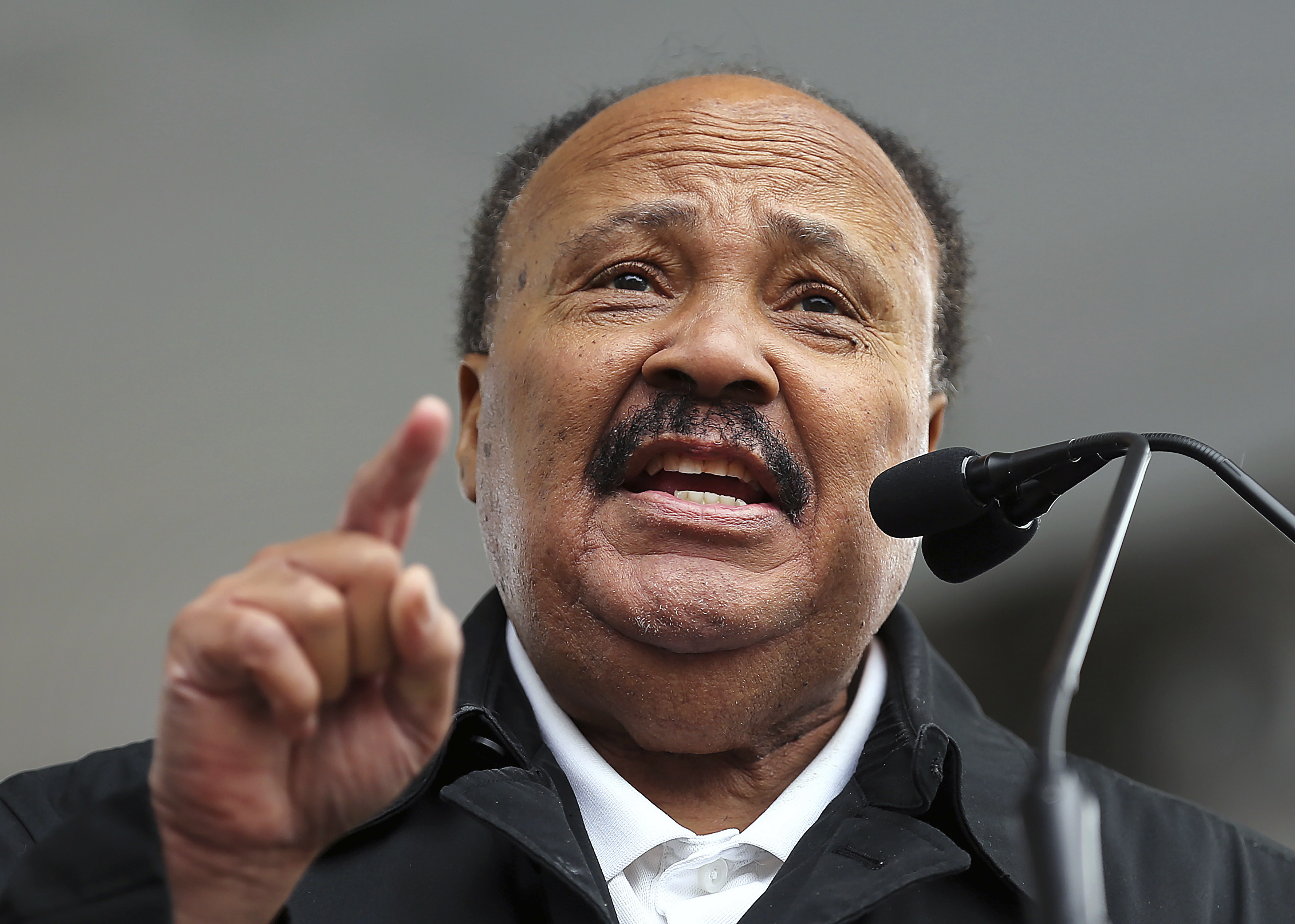 Martin Luther King lll addresses the hundreds of people holding a rally at the Parkman Bandstand on Boston Common on Saturday, April 26, 2025, to commemorate the 60th anniversary of the 1965 Freedom Rally on Boston Common which featured his father, Martin Luther King Jr.<br />(John Tlumacki / The Boston Globe via AP)