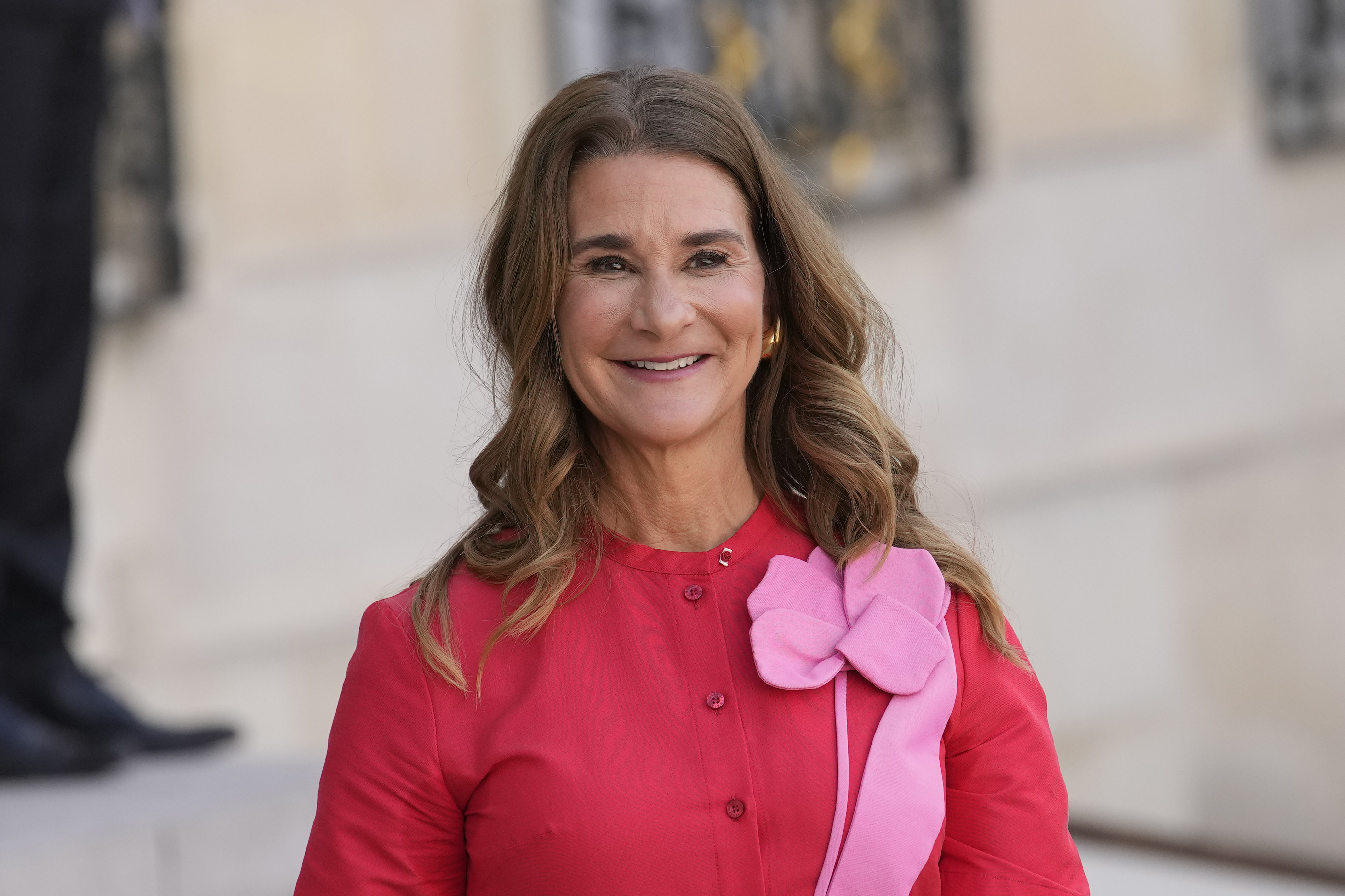 Co-chair of the Bill &amp; Melinda Gates Foundation Melinda French Gates smiles as she leaves June 23, 2023 the Elysee Palace in Paris.<br />(Christophe Ena / AP Photo)