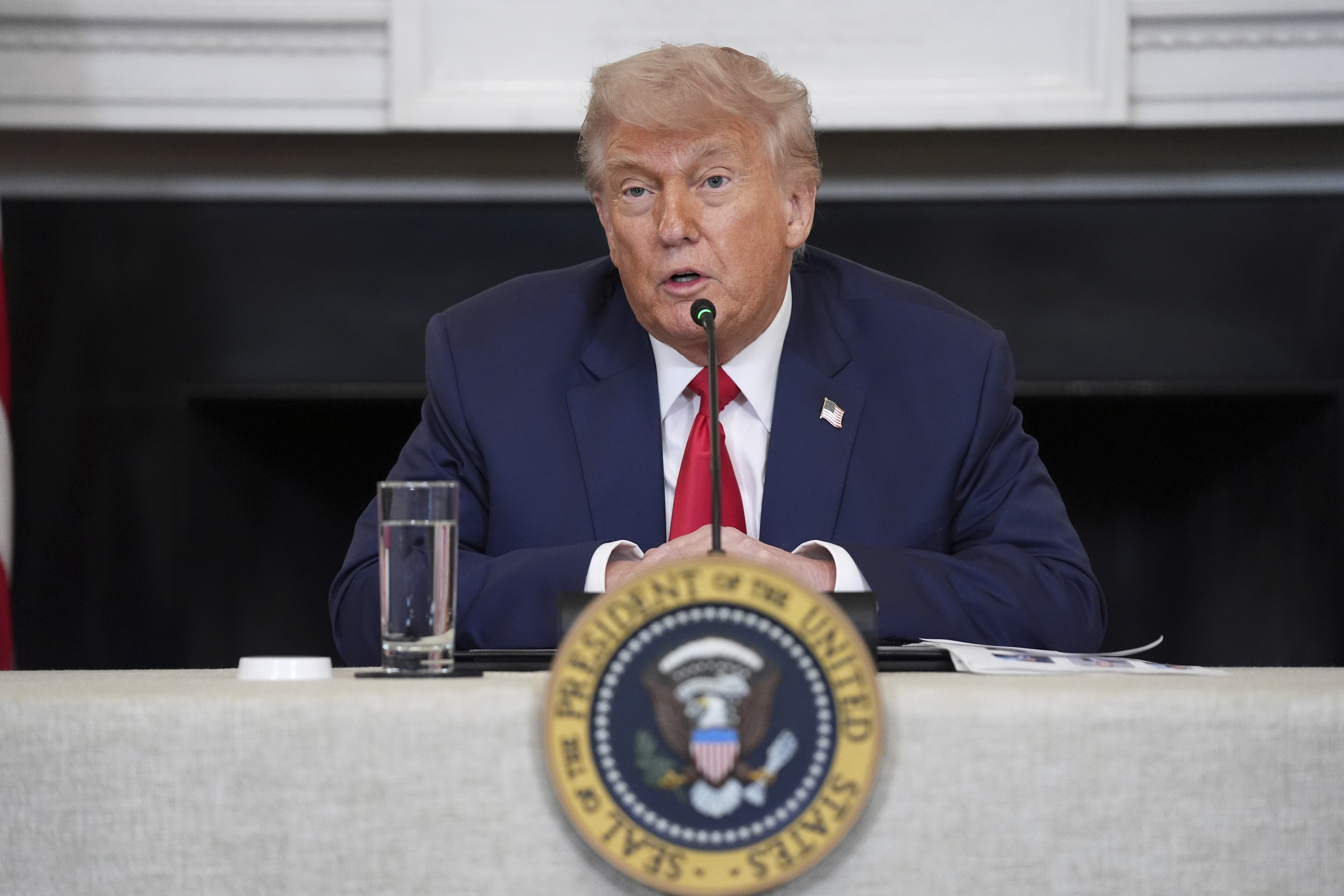 President Donald Trump speaks during an &quot;Invest in America&quot; roundtable with business leaders at the White House, Monday, June 9, 2025, in Washington.<br />(Evan Vucci / AP Photo)