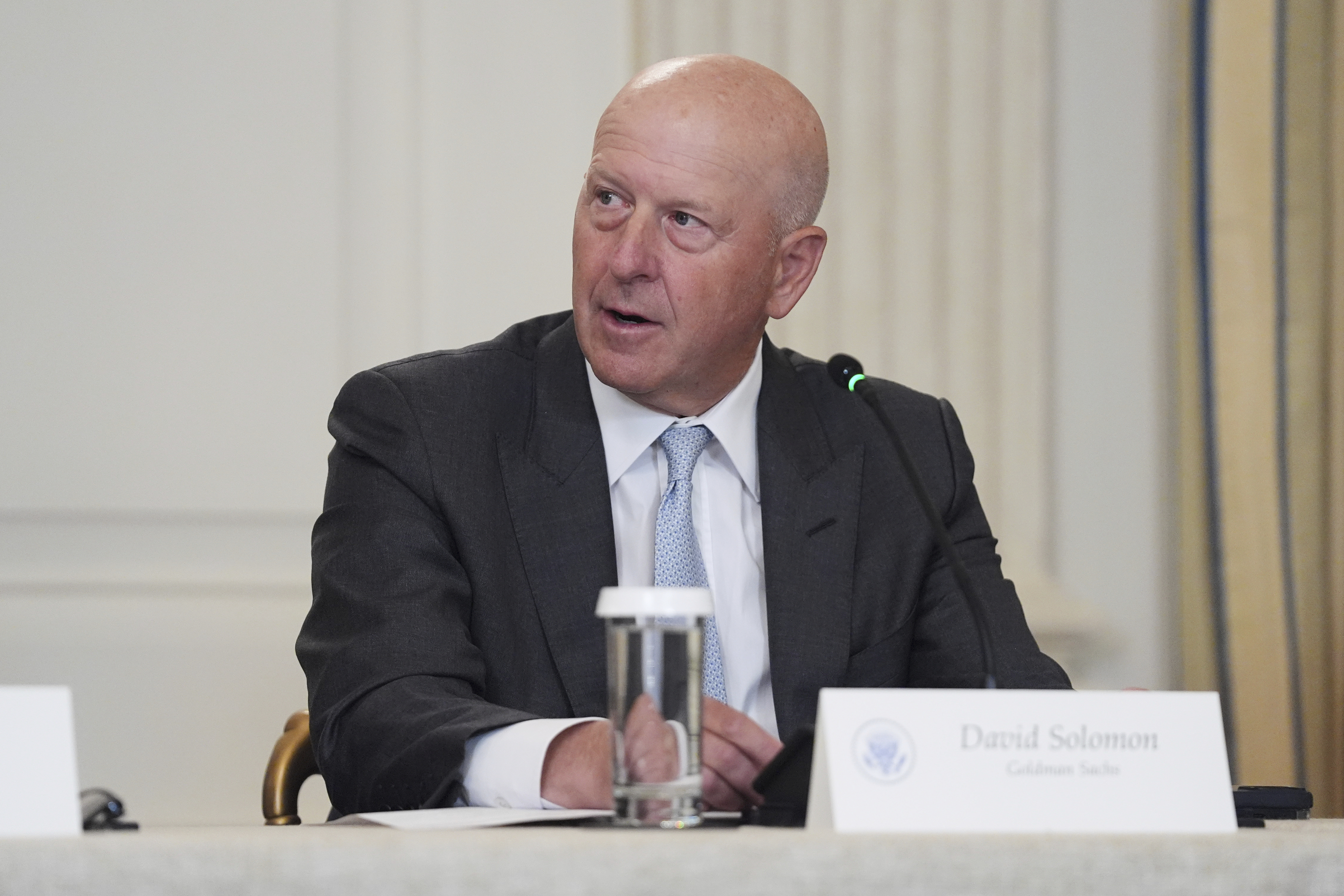 Goldman Sachs CEO David Solomon speaks during an &quot;Invest in America&quot; roundtable with President Donald Trump and business leaders at the White House, Monday, June 9, 2025, in Washington.<br />(Evan Vucci / AP Photo)