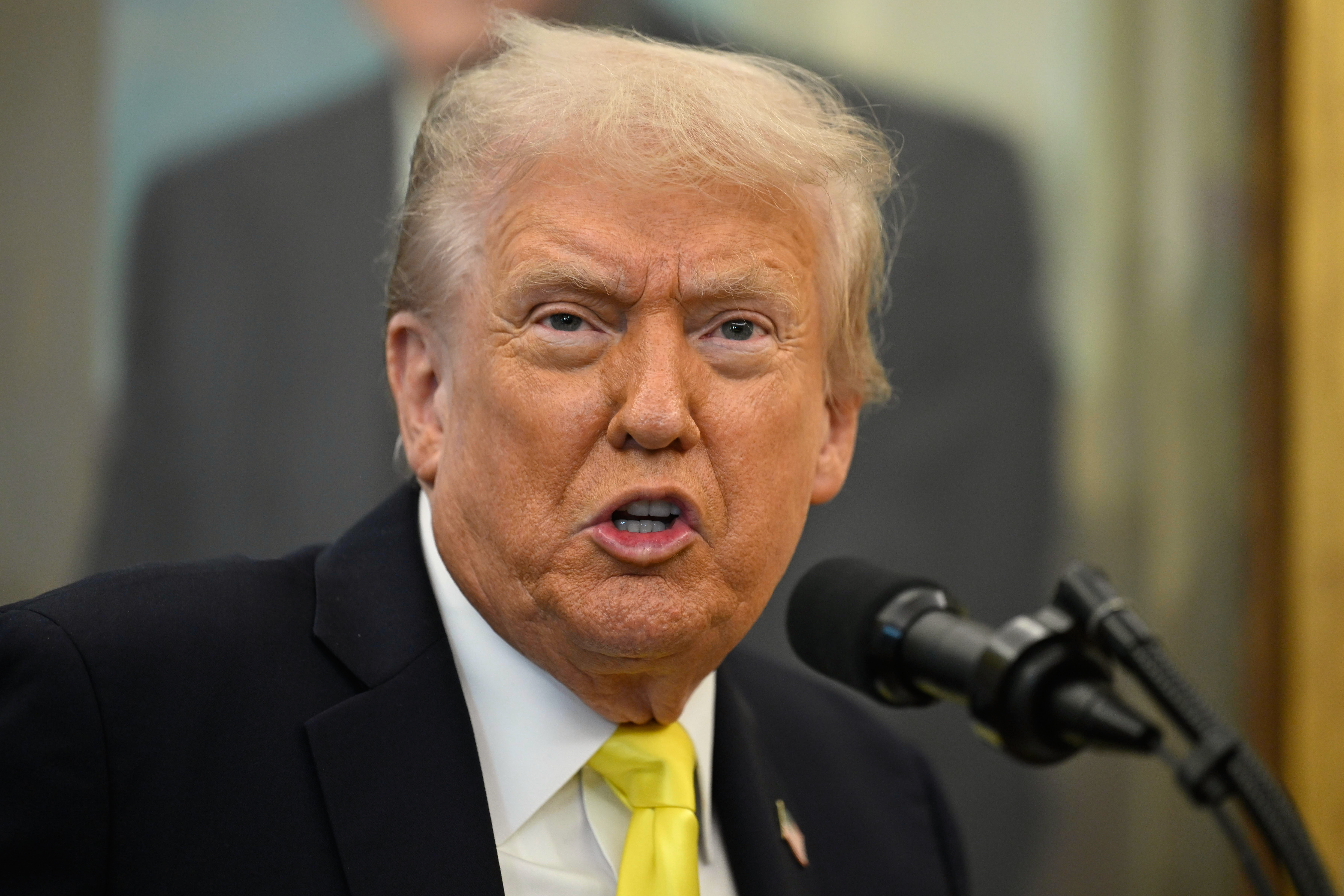 President Donald Trump speaks during an event in the Oval Office at the White House, Wednesday, Oct. 15, 2025, in Washington.<br /> (John McDonnell / AP Photo)