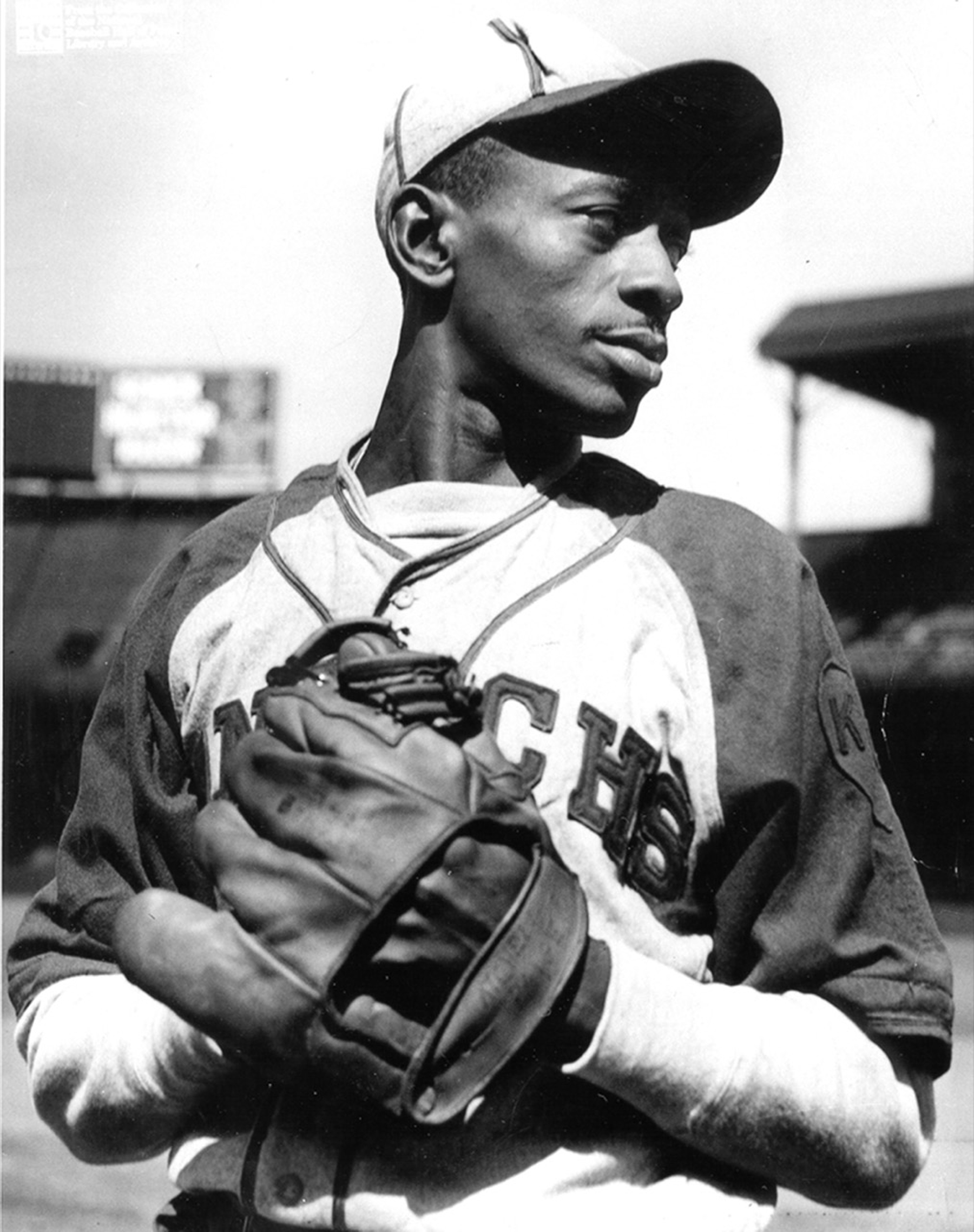 Few players in the Negro Leagues commanded the spotlight more than Satchel Paige, who played for the Kansas City Monarchs from 1941 to 1947. The Hall of Fame pitcher threw three shutout innings in a 7-4 win against the Cincinnati Crescents in a game played in Oxford, Nebraska, in 1946. (Courtesy of the Negro Leagues Baseball Museum)