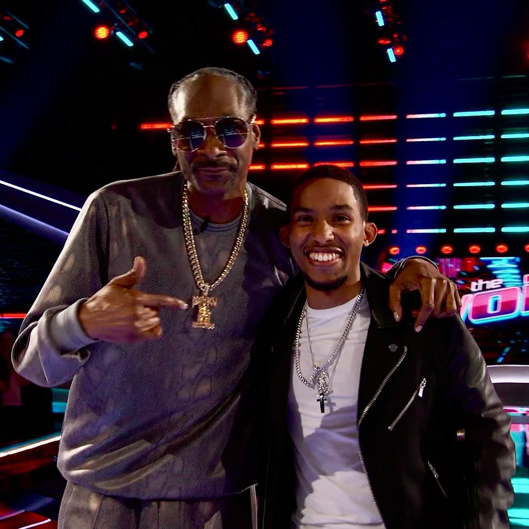Dreion pictured with Snoop Dogg on the set of NBC’s “The Voice” in 2024. The Omaha native recently contributed to a new album that Snoop Dogg’s label, Death Row Records, is releasing later this year.<br />(Courtesy photo)