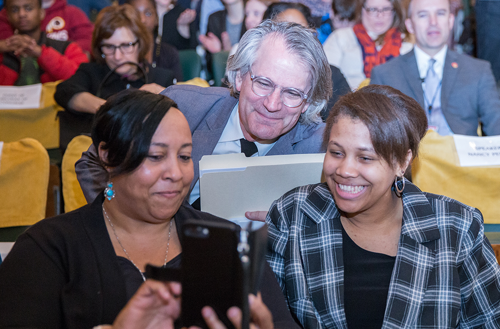 Brannon Evans (right), her mom Helen Evans (left) and “To Kill a Mockingbird” director Bartlett Sher photographed in Washington, D.C., in 2019.<br />(Amanda Reynolds / Plume Photography)