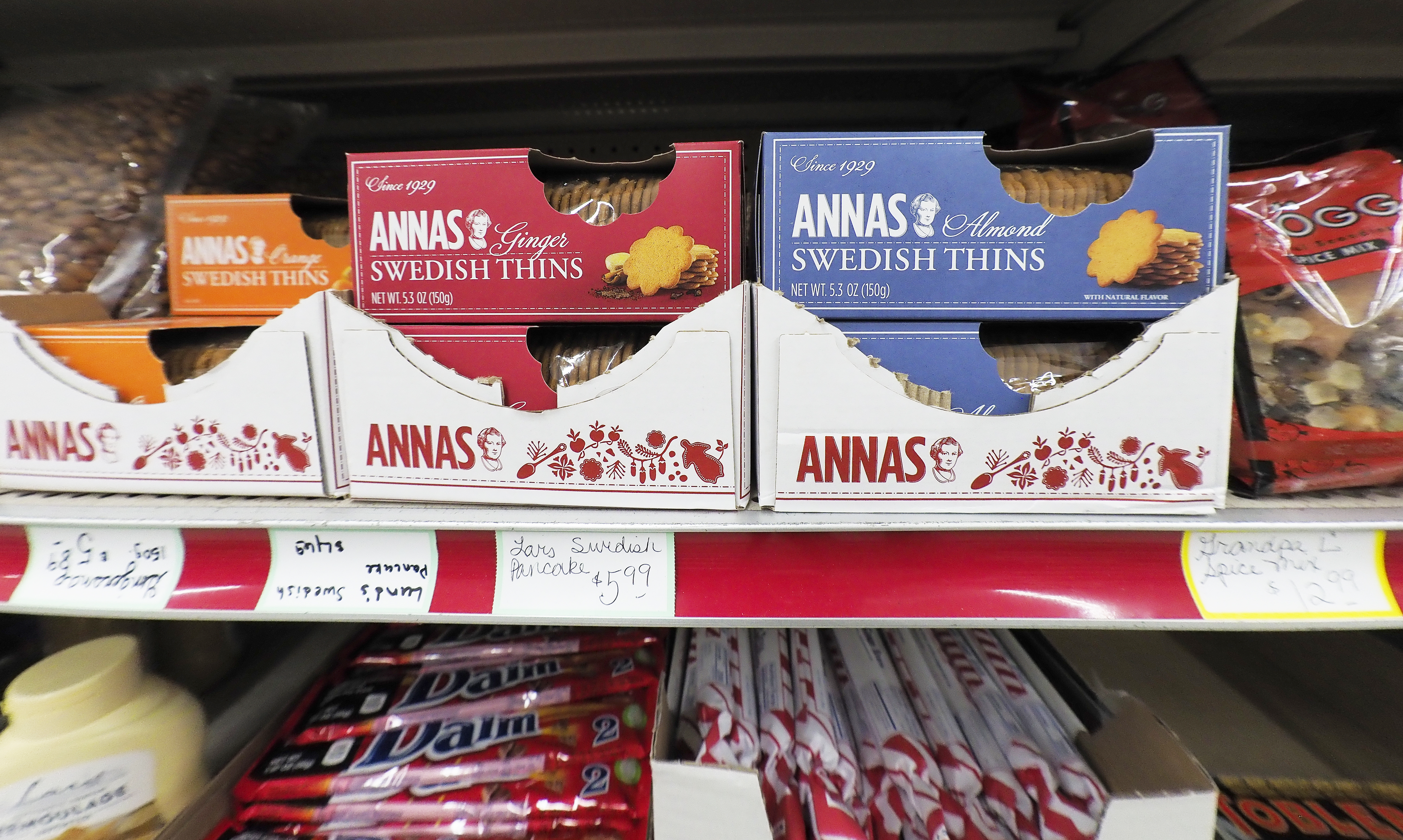 Oakland calls itself the Swedish capital of Nebraska, and a number of goods from that country can be found at Nelson’s Food Pride grocery store. Owner Julie Johnson also runs the local Swedish Heritage Center.<br />(Jerry L Mennenga / Flatwater Free Press)