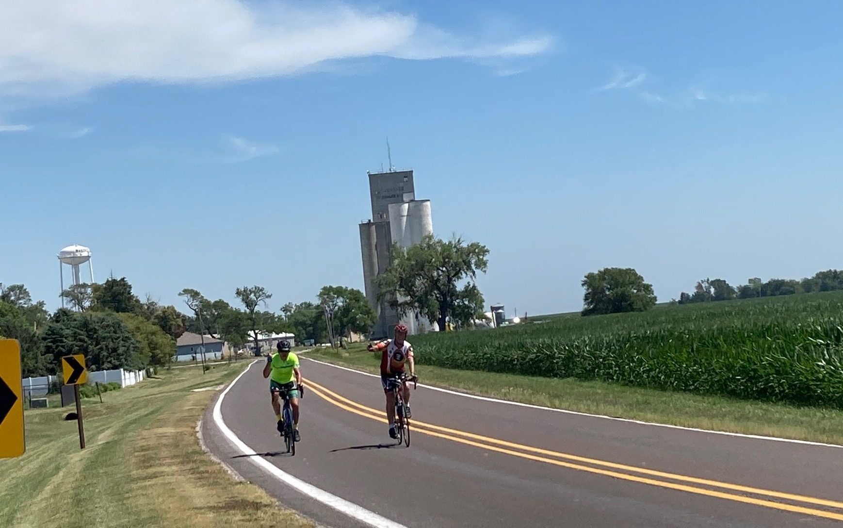 Pedaling down Nebraska Highway 1 near Murdock.<br />(Paul Hammel / Nebraska Examiner)