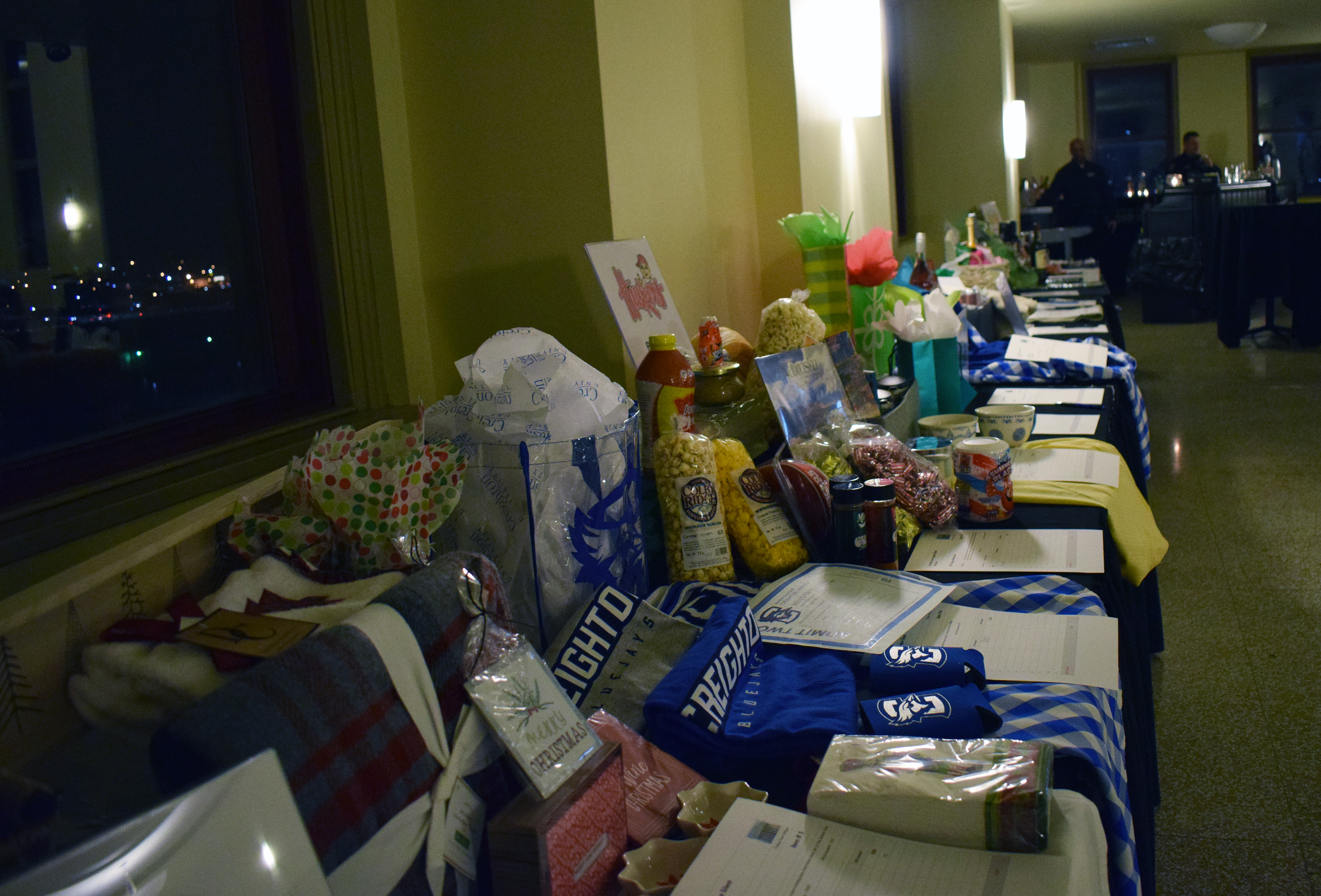 Several items were available for silent auction at the Omaha Law League Casino Night at the Livestock Exchange Building on March 6, 2020. (Photo by Elizabeth A. Elliott)