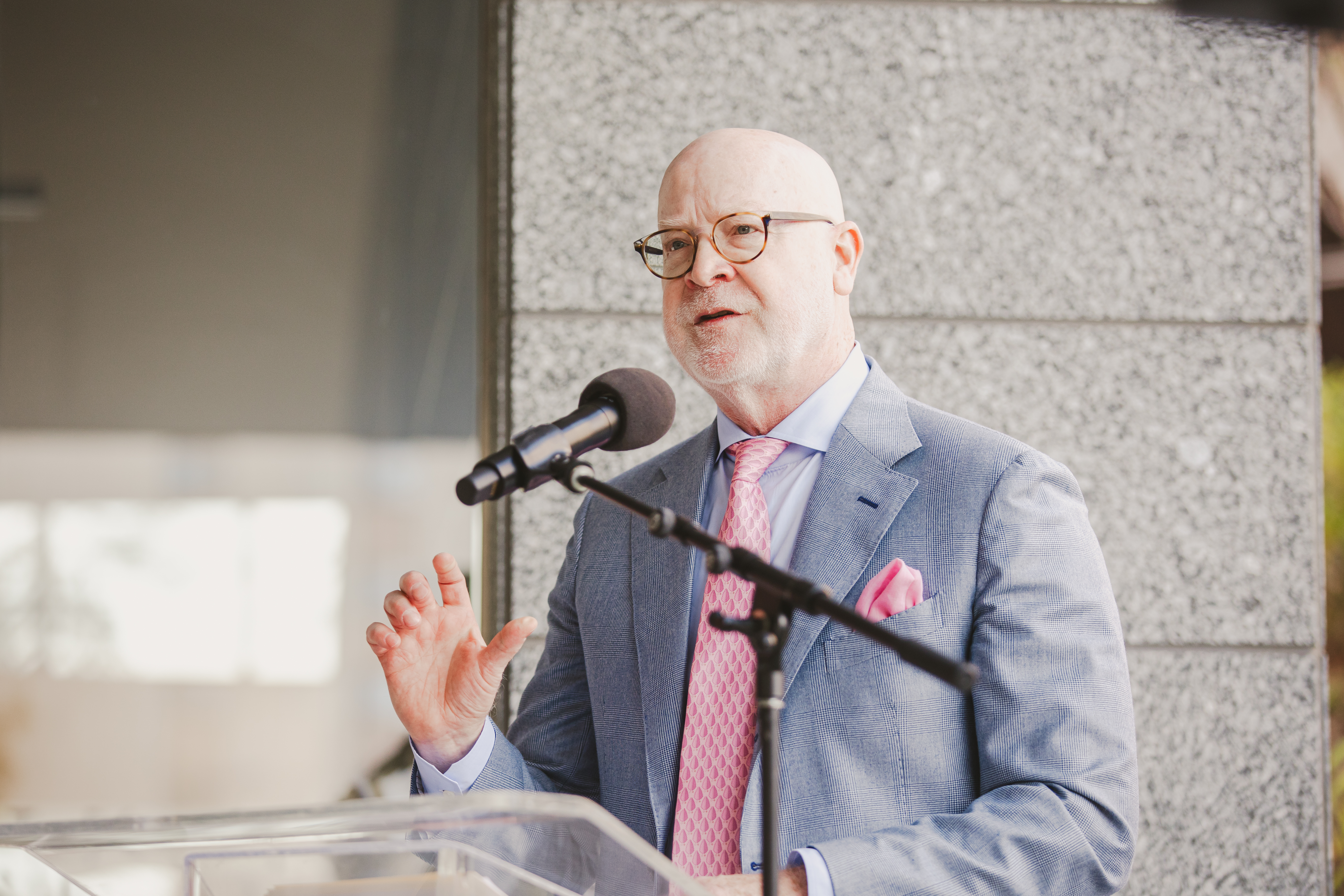 Jack Becker, executive director at The Joslyn, speaks during the Omaha museum’s reopening celebration in September 2024 following construction of a massive new addition.<br />(Courtesy photo by Ben Semisch)