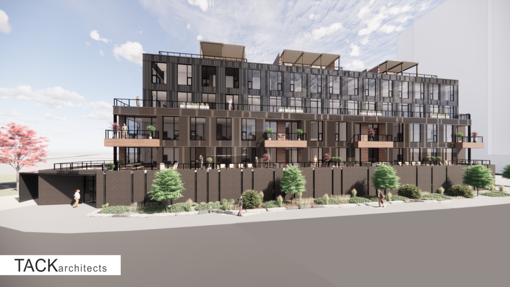 A 3D rendering of the proposed Riverplace condos. (Courtesy of TACKarchitects)