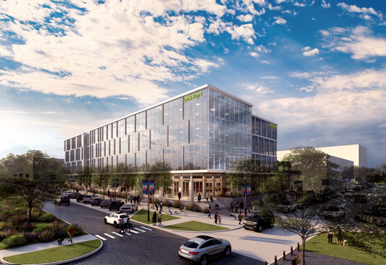 A rendering of an Olsson-anchored building at the The Row at Heartwood Preserve, which is to be ready for occupancy in summer 2026.<br />(Courtesy of Lanoha Real Estate Co.)