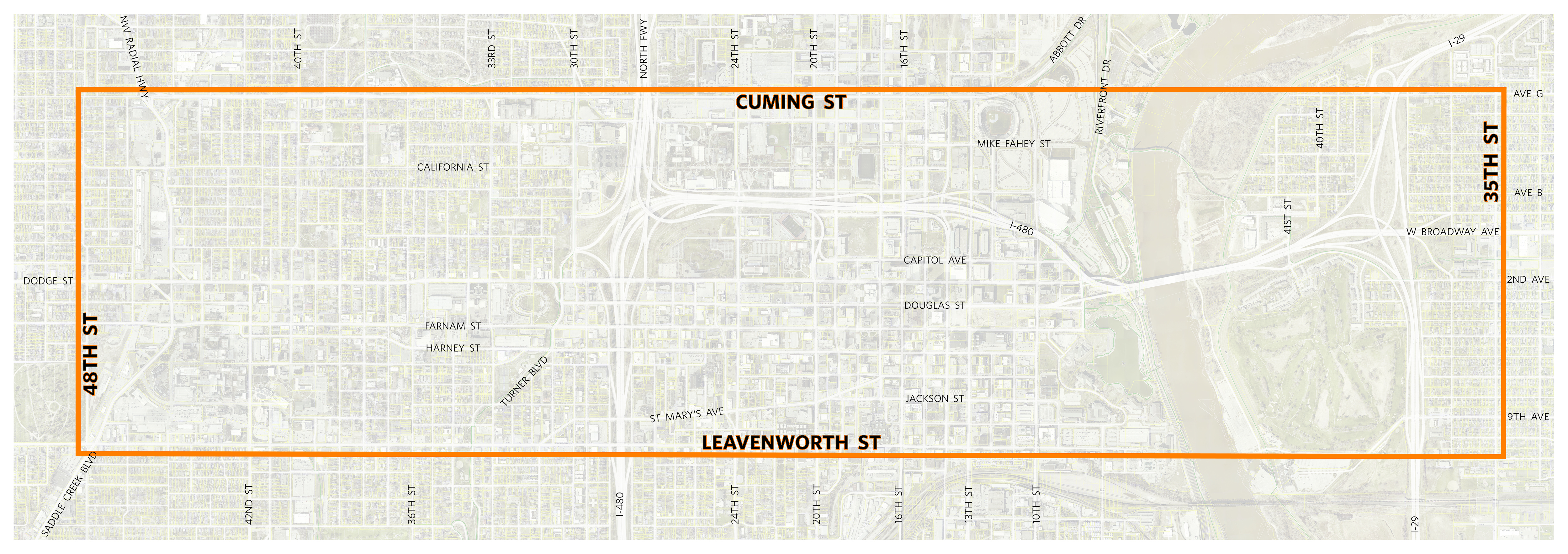 The Urban Core boundaries. (Courtesy of the Greater Omaha Chamber)
