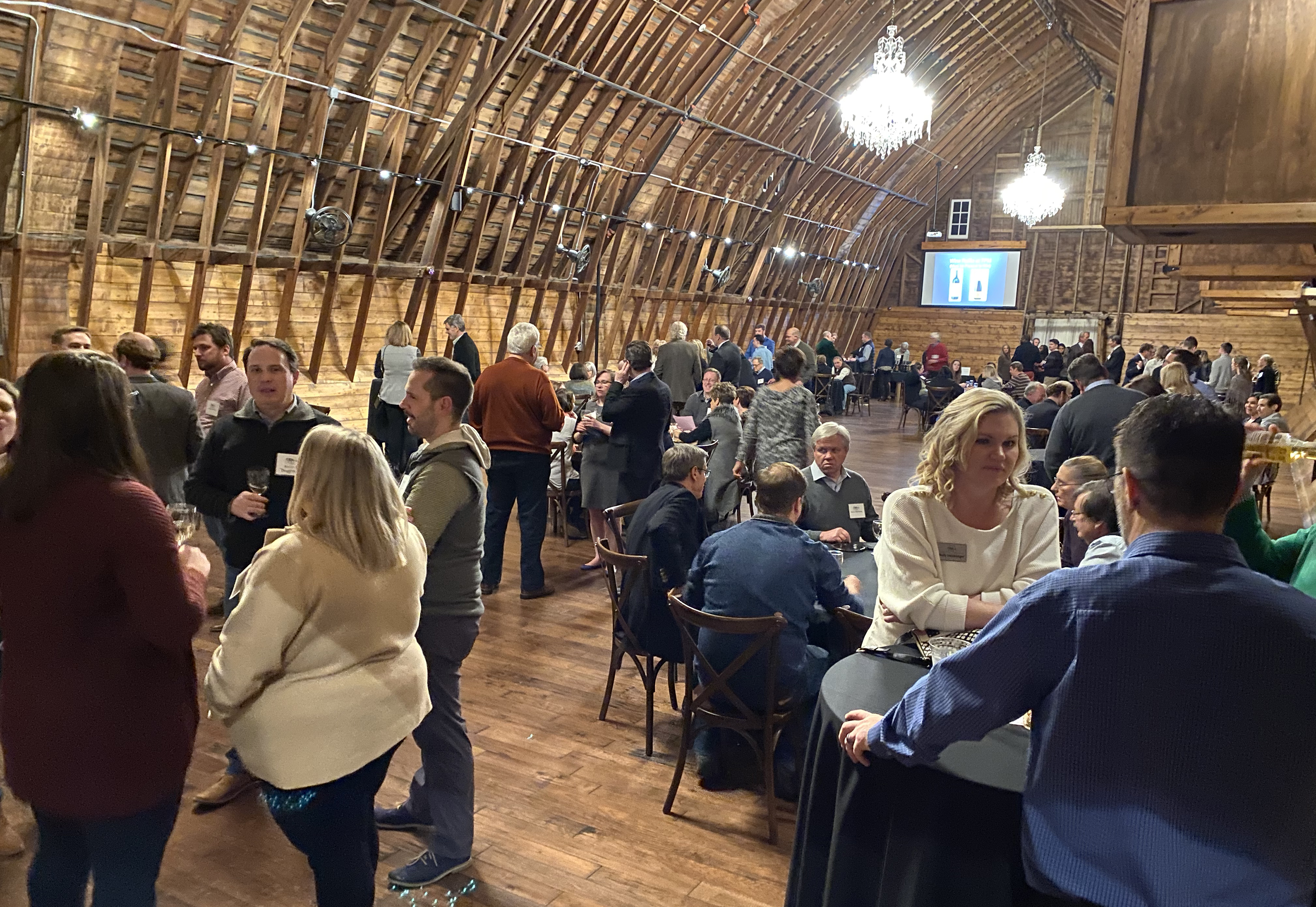 Omaha Bar Association members and their guests filled The Bar at Ackerhurst Dairy Farm for the 20th annual OBA Wine Tasting event Friday, Jan. 24, 2020. (Photo by Scott Stewart)