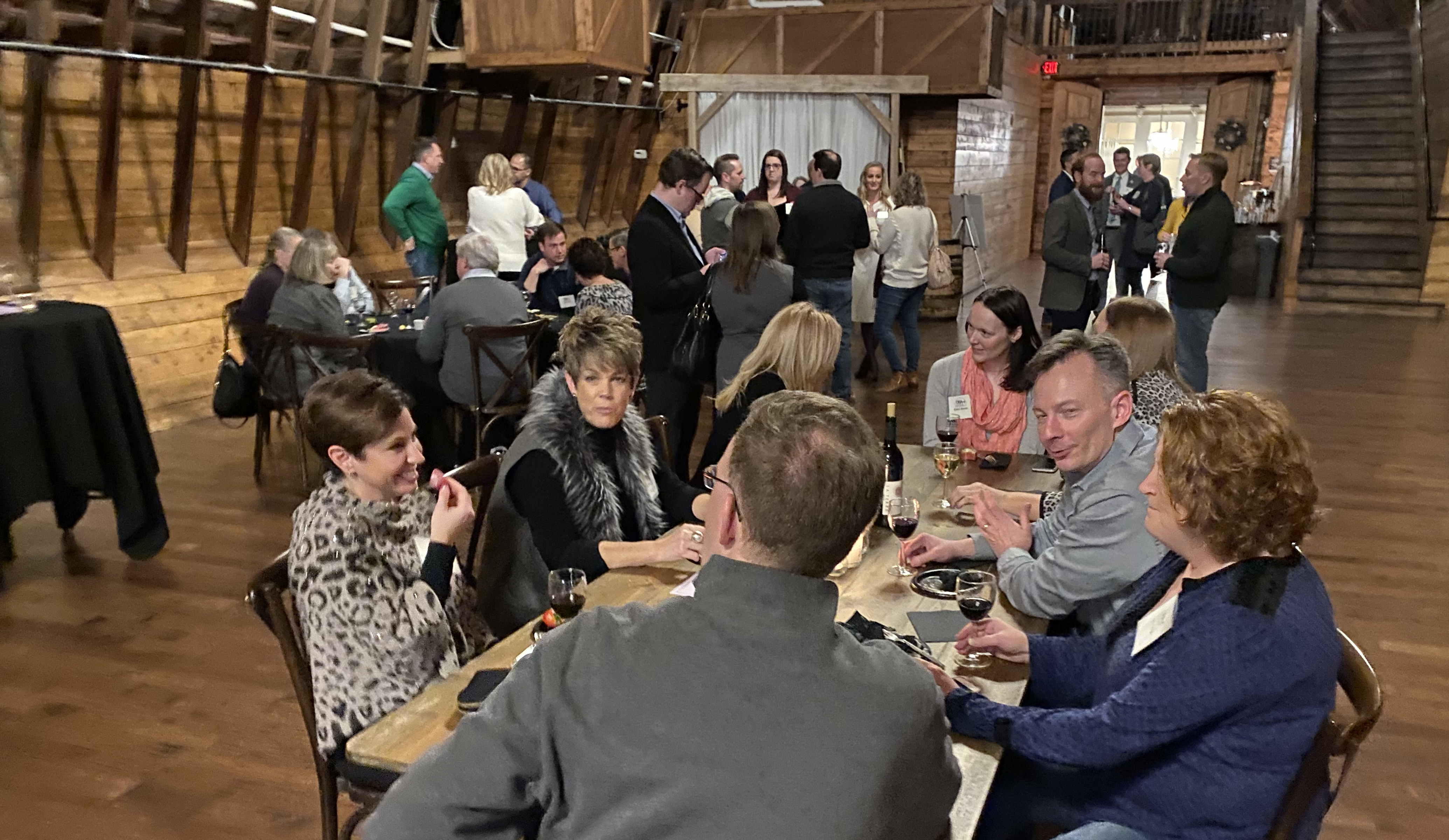 Omaha Bar Association members and their guests filled The Bar at Ackerhurst Dairy Farm for the 20th annual OBA Wine Tasting event Friday, Jan. 24, 2020. (Photo by Scott Stewart)