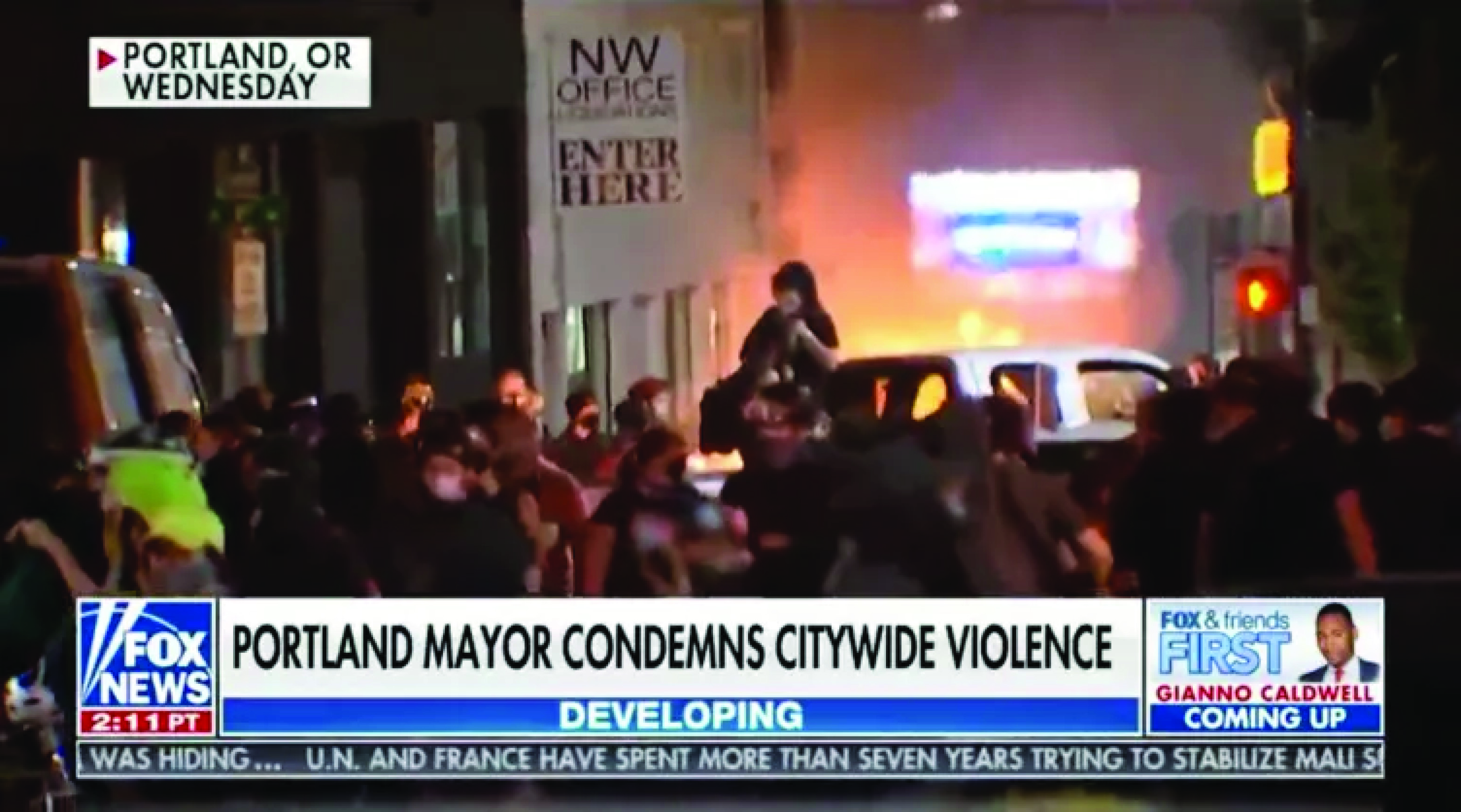 Fox’s Sept. 4 broadcast used footage originally broadcast Aug. 19, 2020.<br />(Fox News Screenshot by ProPublica)