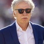 Owner Stan Kroenke of the Los Angeles Rams and one of America’s largest property owners, stands on the sideline before the Rams play against the San Francisco 49ers in an NFL football game, Monday, Oct. 3, 2022, in Santa Clara, Calif.
(Jeff Lewis / AP Photo)