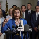 Rep. Nancy Pelosi speaks in support of the Texas Democratic lawmakers for their walk out to block a vote on a congressional redistricting plan sought by President Donald Trump, during a news conference in Sacramento, Calif., Friday Aug. 8, 2025. 
(Rich Pedroncelli / AP Photo)