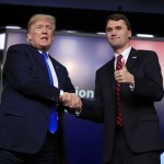 President Donald Trump shakes hands with moderator Charlie Kirk, during a Generation Next White House forum at the Eisenhower Executive Office Building on the White House complex in Washington, Thursday, March 22, 2018. 
(Manuel Balce Ceneta / AP Photo)