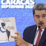 Venezuelan President Nicolas Maduro points at a map of the Americas during a press conference in Caracas, Venezuela, Monday, Sept 15, 2025. 
(Jesus Vargas / AP Photo)