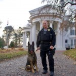 Nebraska City Police Department Sgt. Christopher Richardson with retired K-9 Mack. Richardson championed legislation to authorize emergency medical services care and transportation in the event a K-9 is injured in the line of duty, a bill that passed the Nebraska Legislature in 2024. 
(Courtesy of Sgt. Christopher Richardson)