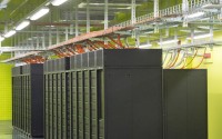 The operating system of the High Performance Computing and Storage Complex II (HRSK-II) works during the official opening of the data center of the Lehmann Center (LZR) of the Dresden University of Technology in Dresden, eastern Germany, Wednesday, May 13, 2015. 
(Jens Meyer / AP Photo)