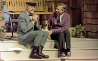 Fred Rogers (right) talks with David Newell, a.k.a. Speedy Delivery's Mr. McFeely, during a rehearsal for a segment of his television program "Mister Rogers' Neighborhood" in Pittsburgh on June 8, 1993. 
(Gene J. Puskar / AP Photo)