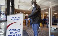 An early ballot drop box at the Douglas County Election Commission offices in Omaha, Neb.
(Nati Harnik / AP Photo)