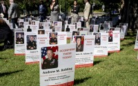 A display is seen on the Capitol grounds showing the members of the military whose promotions are being held up by Sen. Tommy Tuberville, R-Ala., in Washington, Tuesday, Sept. 19, 2023. For more than half a year, one Republican senator has blocked military promotions on the Senate floor over his disapproval of the Defense Department’s abortion policy.
(J. Scott Applewhite / AP Photo)