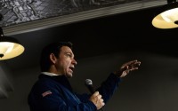 Republican presidential candidate Ron DeSantis speaks at a Town Hall event at Tempesta’s in Keene, N.H., on Nov. 21, 2023.
(Kristopher Radder / AP Photo)