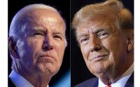 This combo image shows President Joe Biden, left, Jan. 5, 2024 and Republican presidential candidate former President Donald Trump, right, Jan. 19, 2024.
(AP Photo)