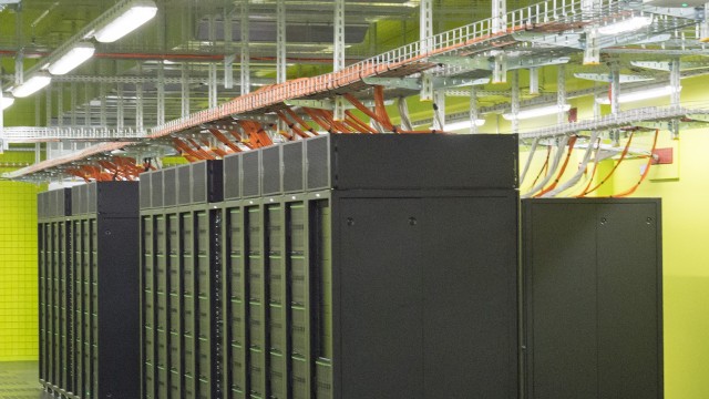 The operating system of the High Performance Computing and Storage Complex II (HRSK-II) works during the official opening of the data center of the Lehmann Center (LZR) of the Dresden University of Technology in Dresden, eastern Germany, Wednesday, May 13, 2015. 
(Jens Meyer / AP Photo)