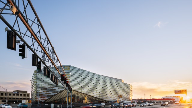 The exterior of the new Omaha Central Library on 72nd and Dodge streets is set to open in the Spring of 2026.
(Dan Schwalm © 2025 HDR)