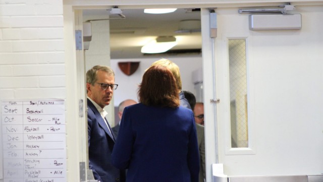 Nebraska Gov. Jim Pillen before his press conference at St. Teresa Catholic School in Lincoln on Sept. 29, 2025. 
(Juan Salinas II / Nebraska Examiner)
