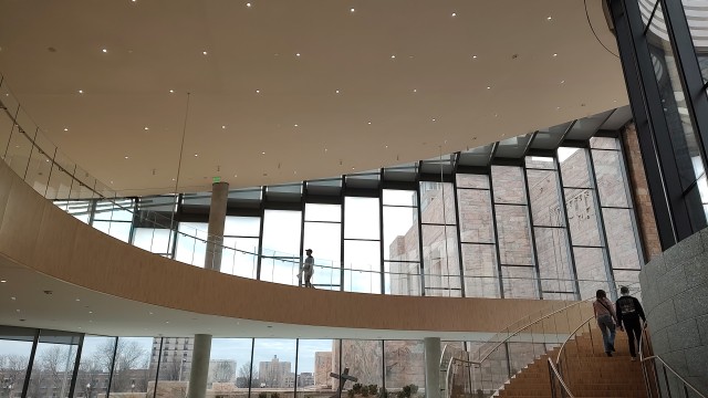 A beautiful view from the new expansion of the Joslyn Art Museum, to the old, and sacred.
(Austin Petak / The Daily Record)