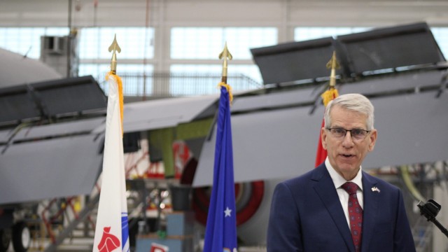 Lt. Gov. Joe Kelly at Nebraska’s National Guard Air Base on Jan 5, 2026.
(Juan Salinas II / Nebraska Examiner)
