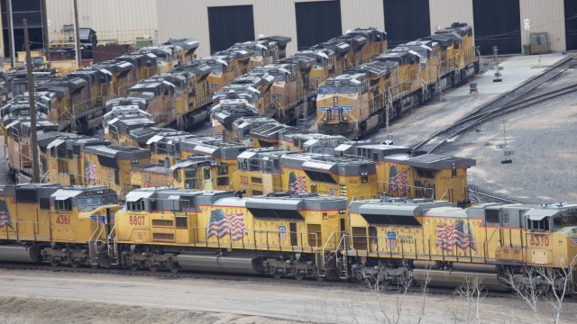 Union Pacific’s Bailey Yard in North Platte, the largest rail yard in the world, handles roughly 14,000 rail cars every day. The railroad company, which is headquartered in Omaha, is already one of the country’s largest. Now, Union Pacific is seeking a merger that would give it control of more than 40% of rail freight traffic in the United States. 
(Christopher Turley / Flatwater Free Press)
