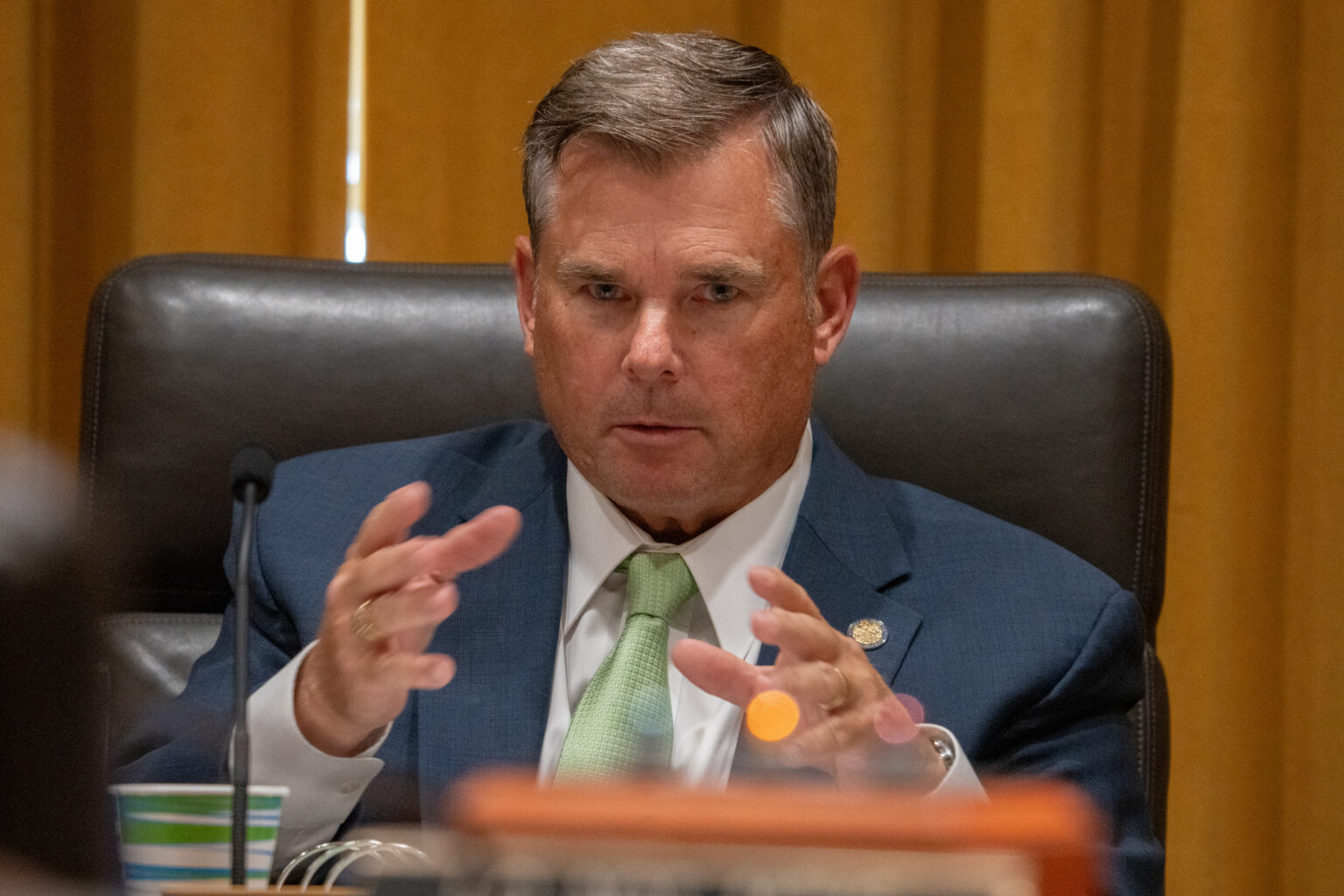 State Sen. Brad von Gillern of the Elkhorn area is chair of the Legislature’s Revenue Committee, which is targeting business incentives and proposing other program cuts to help address the state’s projected budget deficit. July 29, 2024.<br />(Zach Wendling / Nebraska Examiner)