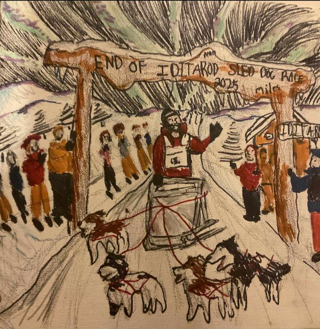 The winning art design for the Iditarod education program was created by Teagan Rodrigo, a seventh-grade student at Concordia Junior-Senior High School in northwest Omaha.<br />(Tim Trudell / The Daily Record)