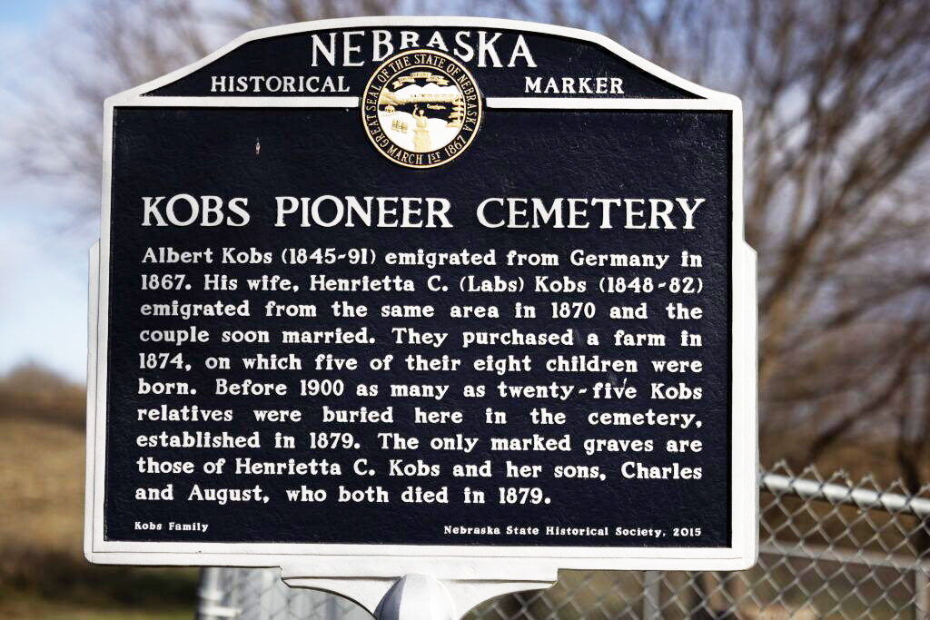 Kobs Pioneer Cemetery south of Bennington is one of 65 cemeteries in Nebraska with an official state historical marker. Many small private cemeteries depend on local do-gooders for upkeep.<br />(Rebecca S. Gratz / Flatwater Free Press)