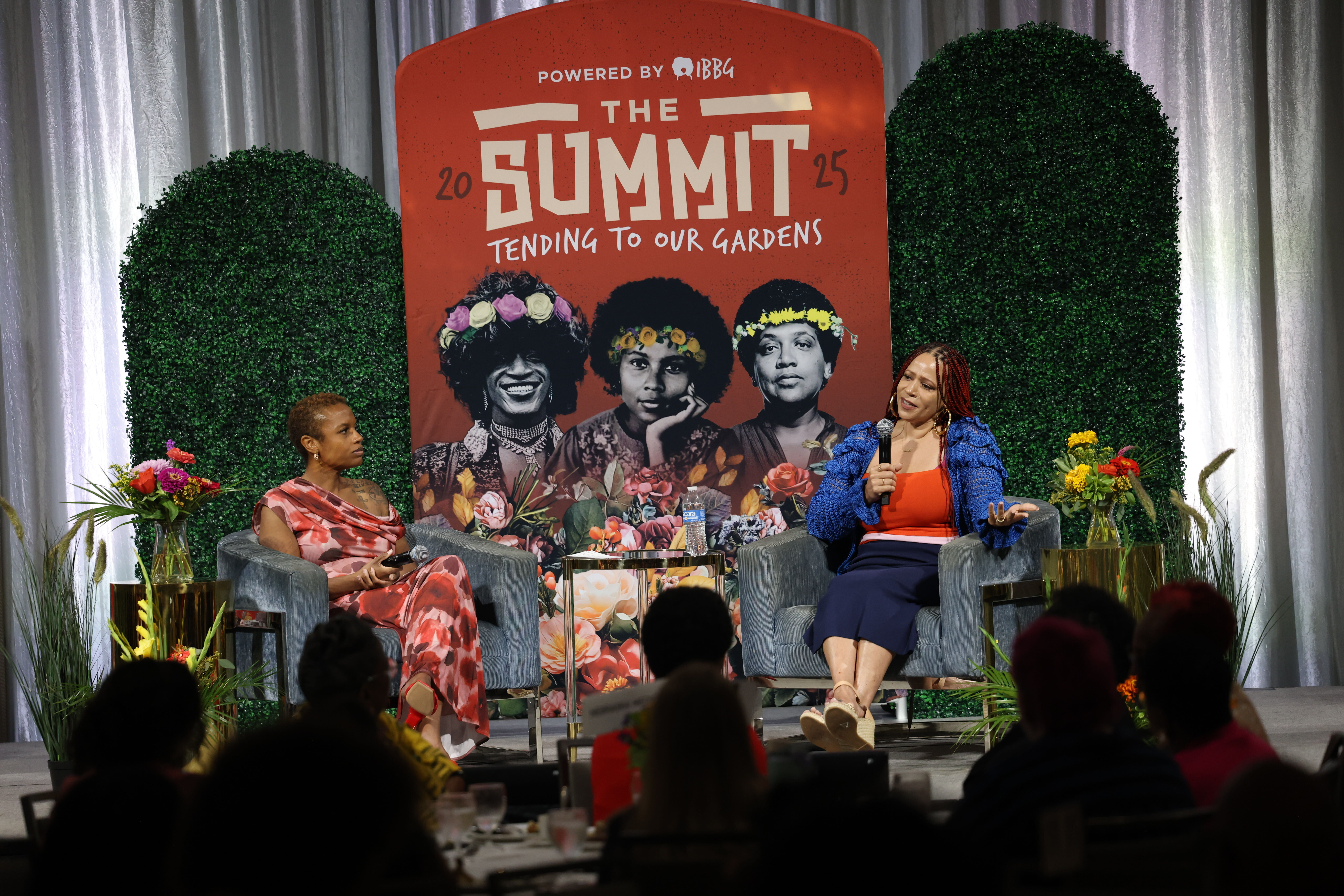 State Senator and founder of the non-profit I Be Black Girl, Ashlei Spivey (left) and The Summit’s keynote speaker, Nikole Hannah-Jones.<br />(Photo by Rebecca S. Gratz)