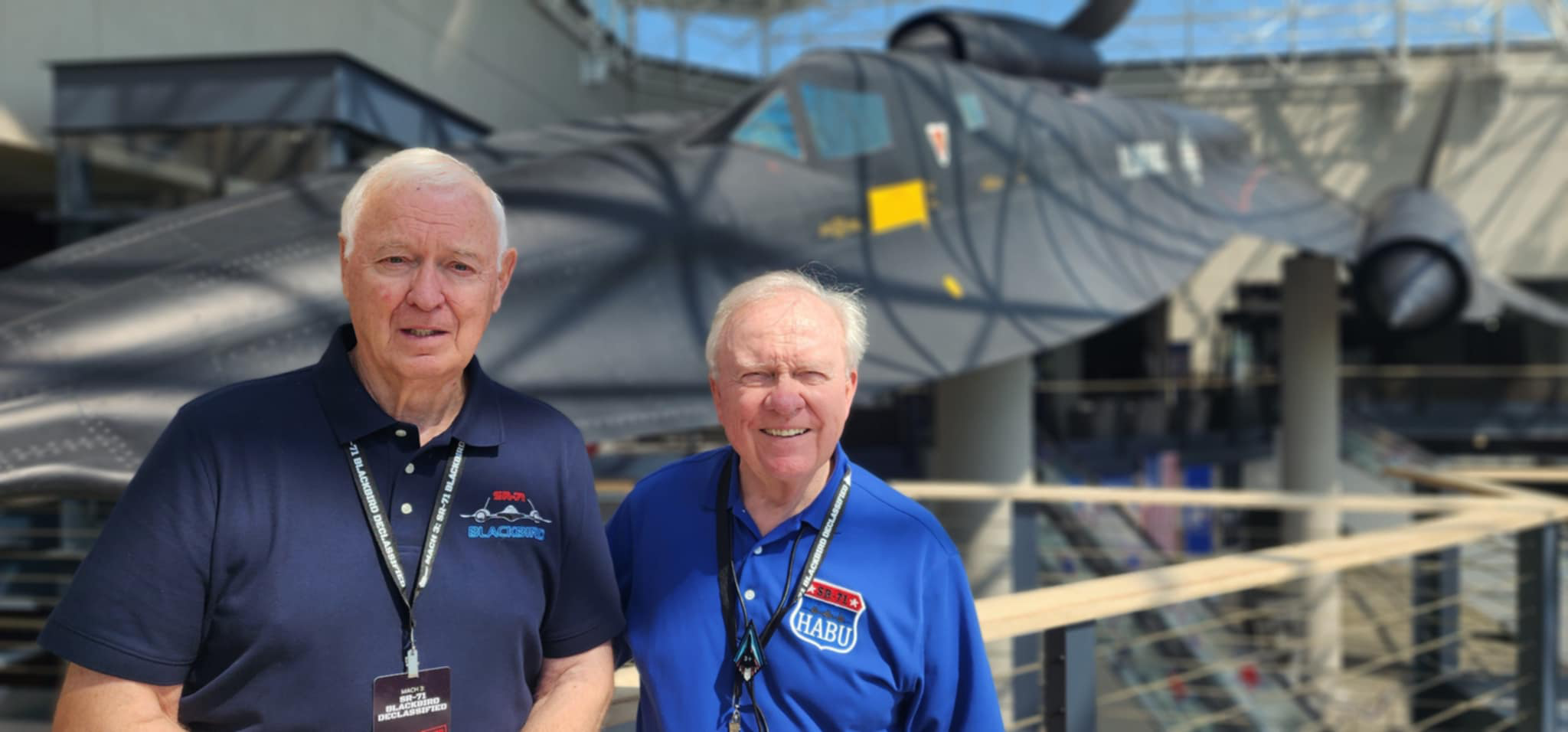 Retired Air Force Colonels Jerry Glasser (left) and Buz Carpenter shared “war stories” among their recollections of life as pilots of the once-Top Secret spy plane.<br />(Tim Trudell / The Daily Record)