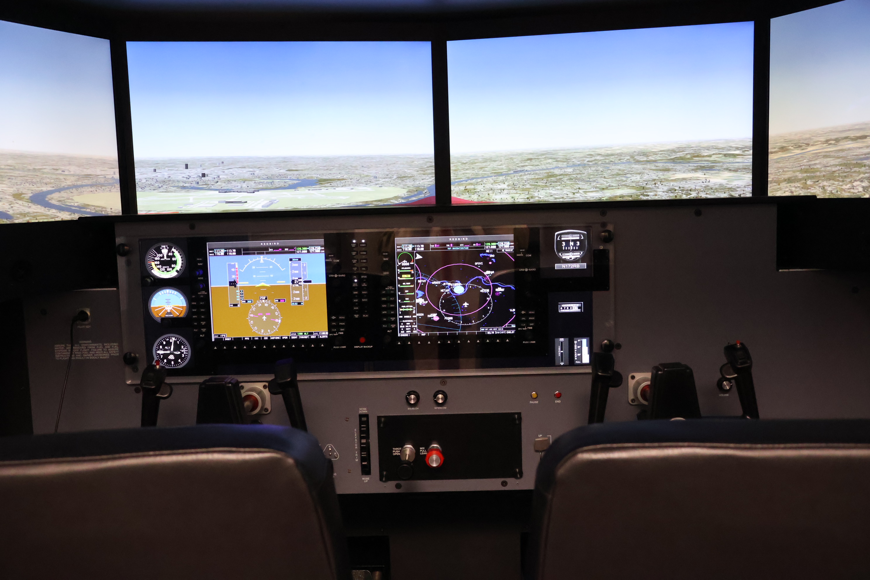 A large aircraft simulator is part of the training at the Aviation Academy.<br />(Tim Trudell / The Daily Record)