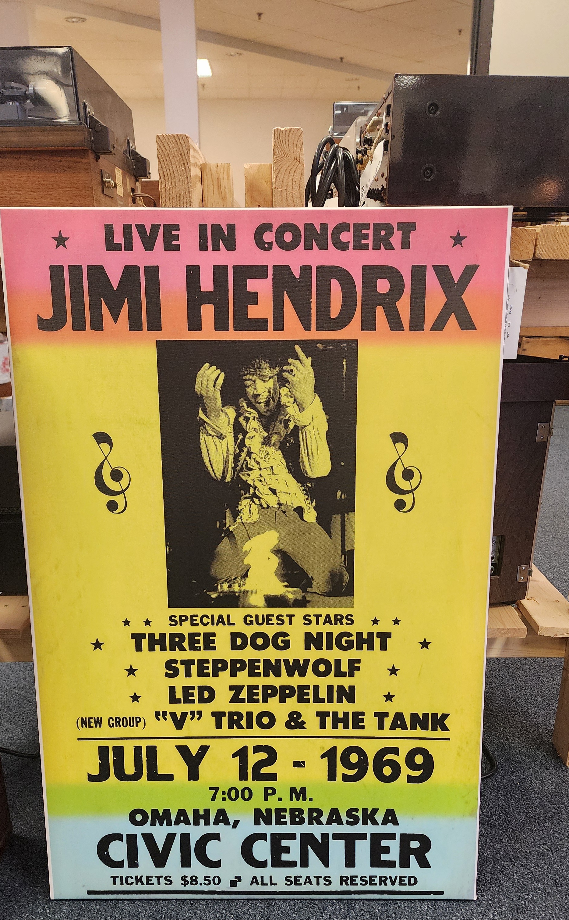402 Vinyl sells an original poster promoting Rock legend Jimi Hendrix’s Omaha performance a month before his classic performance at the 1969 Woodstock festival.<br />(Tim Trudell / The Daily Record)