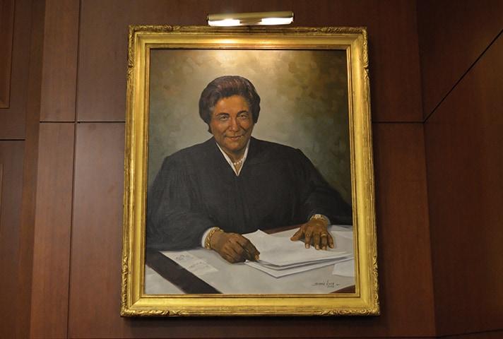 A painting of Judge Constance Baker Motley adorns the Southern District of New York’s Jury Assembly Room, which is named after Motley. (Courtesy Southern District of New York via U.S. Courts)