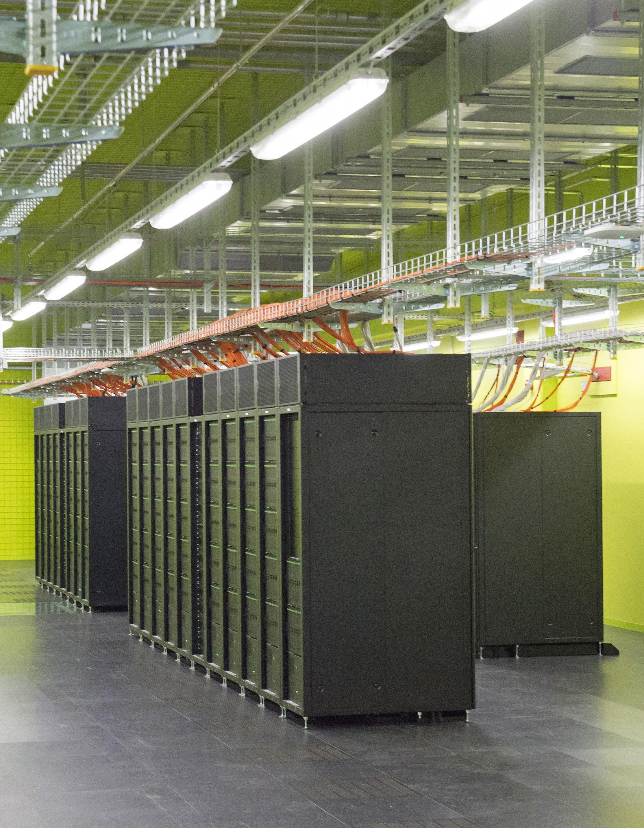 The operating system of the High Performance Computing and Storage Complex II (HRSK-II) works during the official opening of the data center of the Lehmann Center (LZR) of the Dresden University of Technology in Dresden, eastern Germany, Wednesday, May 13, 2015.<br />(Jens Meyer / AP Photo)