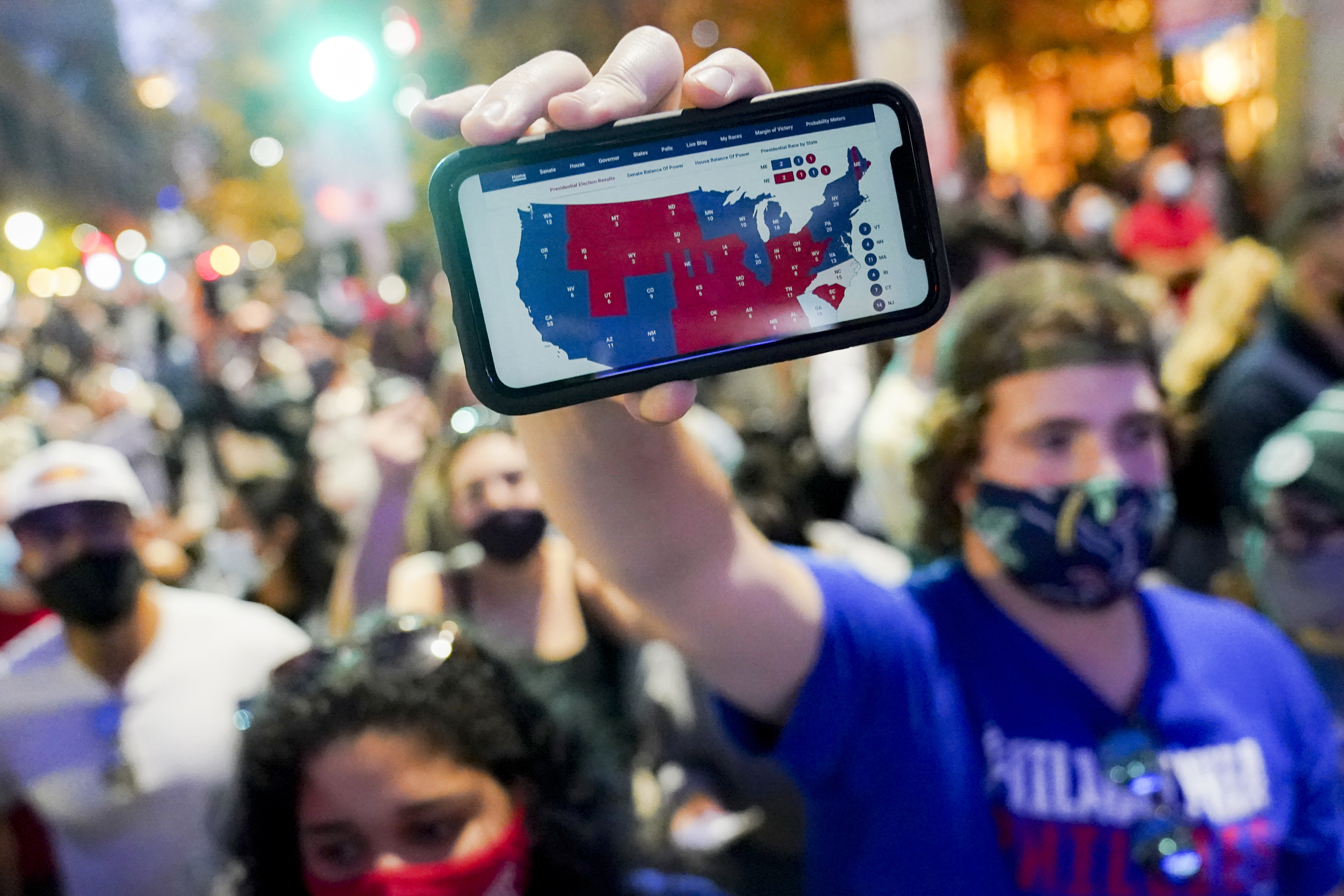The 2020 Electoral College map, with Omaha as a blue dot in a sea of red.<br />(John Minchillo / AP Photo)