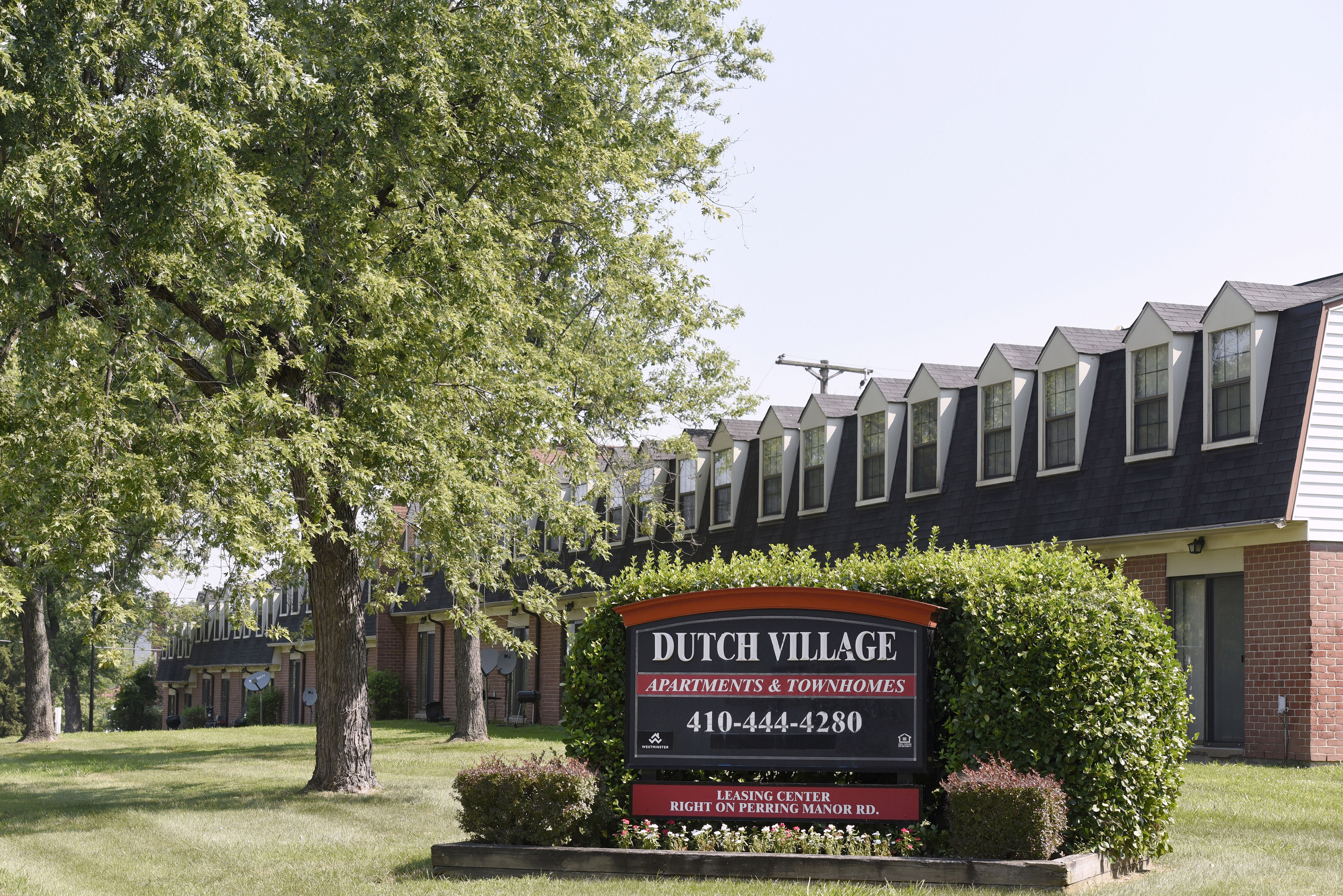 The Dutch Village apartments and townhomes, owned by the Kushner Cos., in Baltimore. The property management company has agreed to pay a $3.25 million civil penalty and restitution to settle a 2019 lawsuit in Maryland over allegations of charging tenants illegal fees and failing to maintain properties. (Steve Ruark / AP Photo)